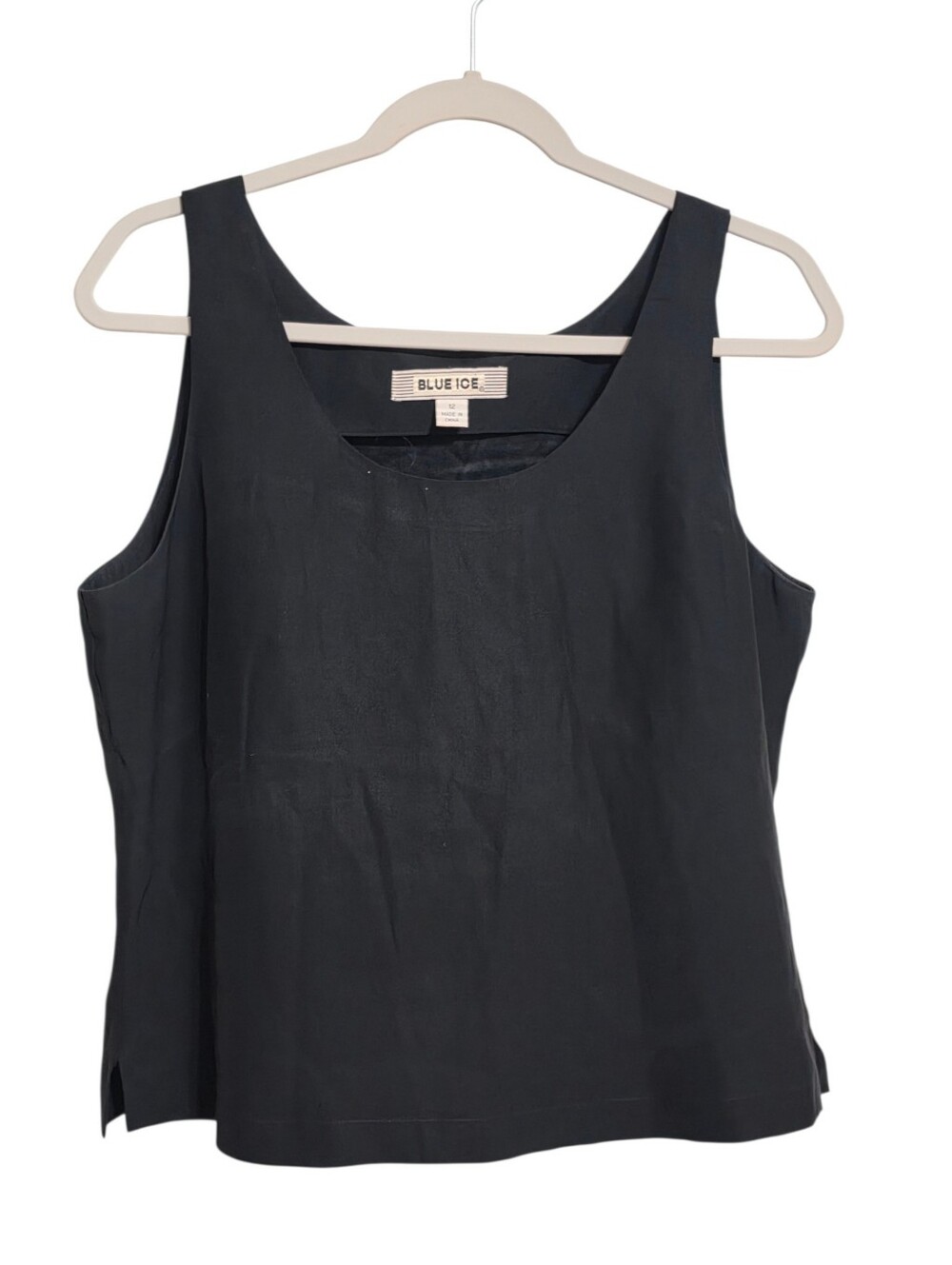 Vintage Blue Ice Black Silk Tank Top 12 Capsule Minimalist Layering